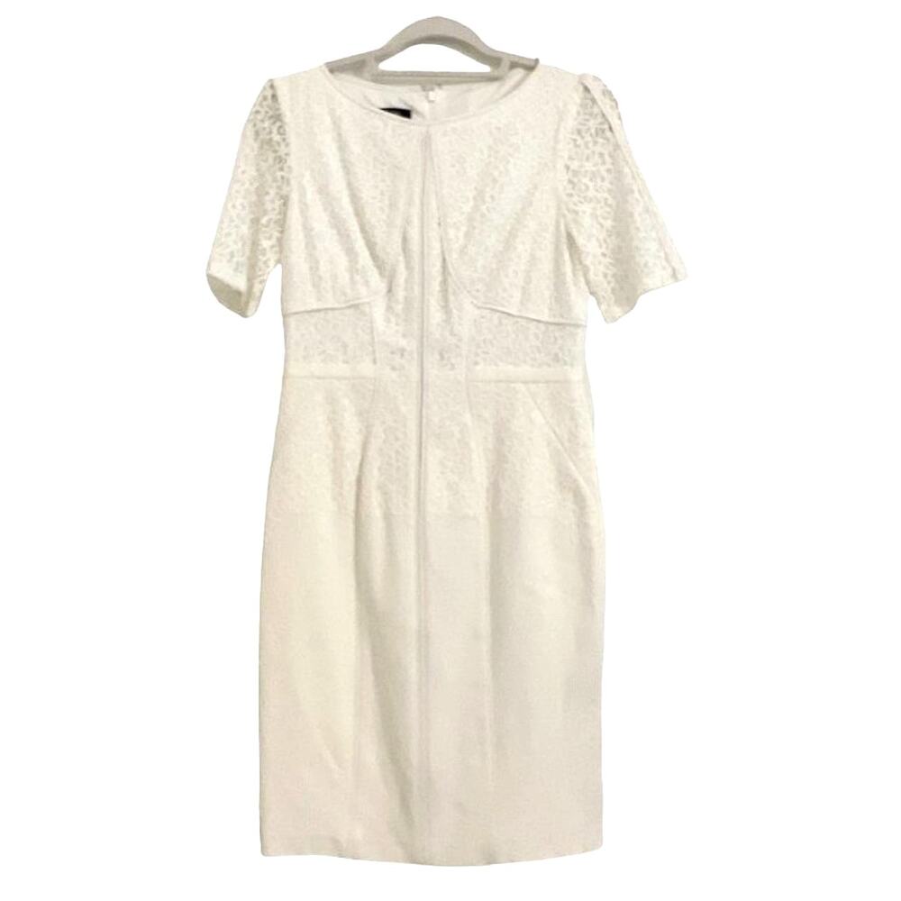 Ivy & Blue White Dress Lace Overlay Short Sleeve 6 Romantic Bride Feminine